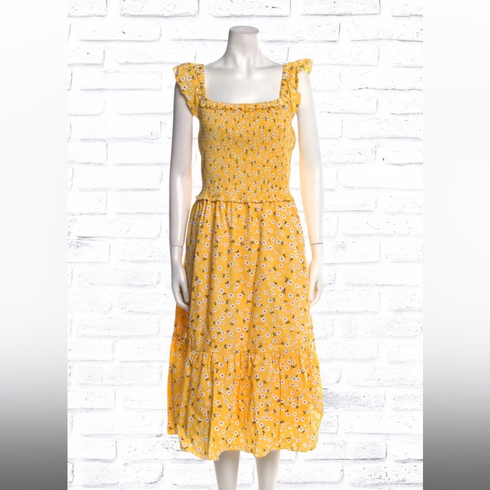 Kate Spade New York 'Fleurette Toss Voile' Yellow Midi Dress